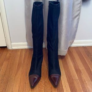 Denim stretchy with leather